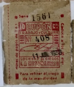 Cupón de la organización "La Hispalense" fechado en 1938